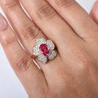 Luxuriant Lab Grown Bixbite & White Zircon Cluster Ring in 18K Vermeil Rose Gold Plated Sterling Silver 2.08 Ct._8266752_2