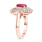 Luxuriant Lab Grown Bixbite & White Zircon Cluster Ring in 18K Vermeil Rose Gold Plated Sterling Silver 2.08 Ct._8266752_3