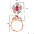 Luxuriant Lab Grown Bixbite & White Zircon Cluster Ring in 18K Vermeil Rose Gold Plated Sterling Silver 2.08 Ct._8266752_5