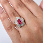 Luxuriant Lab Grown Bixbite & White Zircon Cluster Ring in 18K Vermeil Rose Gold Plated Sterling Silver 2.08 Ct._8266754_2