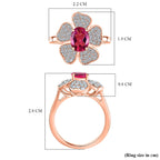 Luxuriant Lab Grown Bixbite & White Zircon Cluster Ring in 18K Vermeil Rose Gold Plated Sterling Silver 2.08 Ct._8266754_5