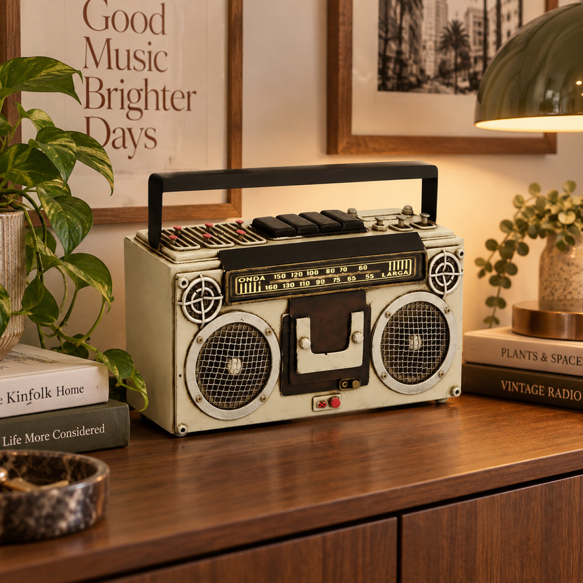 Creative Craft Hand Painted Vintage Style Mini Retro Radio - Cream V32577563 2