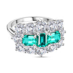 D'Joy - Lab Grown Colombian Emerald & Moissanite Cluster Ring in Rhodium Overlay Sterling Silver 3.47 Ct._8269684