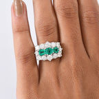 D'Joy - Lab Grown Colombian Emerald & Moissanite Cluster Ring in Rhodium Overlay Sterling Silver 3.47 Ct._8269684_2