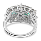 D'Joy - Lab Grown Colombian Emerald & Moissanite Cluster Ring in Rhodium Overlay Sterling Silver 3.47 Ct._8269684_4