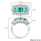 D'Joy - Lab Grown Colombian Emerald & Moissanite Cluster Ring in Rhodium Overlay Sterling Silver 3.47 Ct._8269684_5