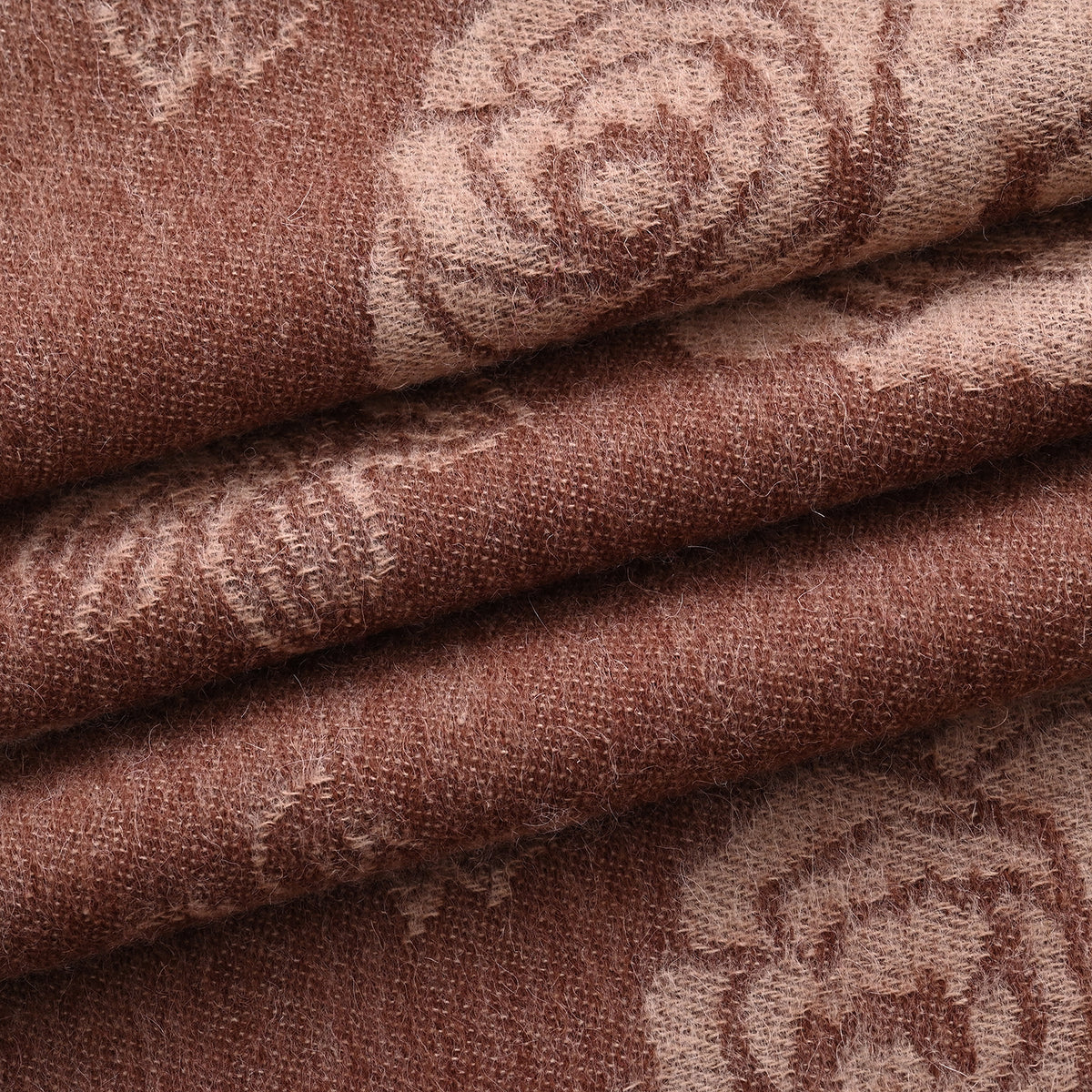 LA MAREY 100% Merino Wool Abstract Print Scarf with Tassel (180 x 70 cm) - Brown V32520925 9