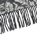 LA MAREY 100% Merino Wool Abstract Print Scarf with Tassel (180 x 70 cm) - Grey_8270068_7