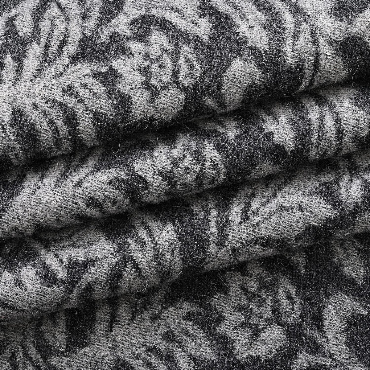 LA MAREY 100% Merino Wool Abstract Print Scarf with Tassel (180 x 70 cm) - Grey V32630248 9