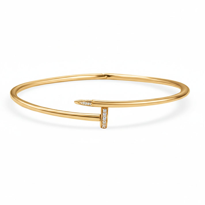 LUXURIANT Nail-Inspired Lab Grown Diamond Openable Bangle in 18K Vermeil Yellow Gold Over Sterling Silver 7 Inch (SI-GH) 8270077 1