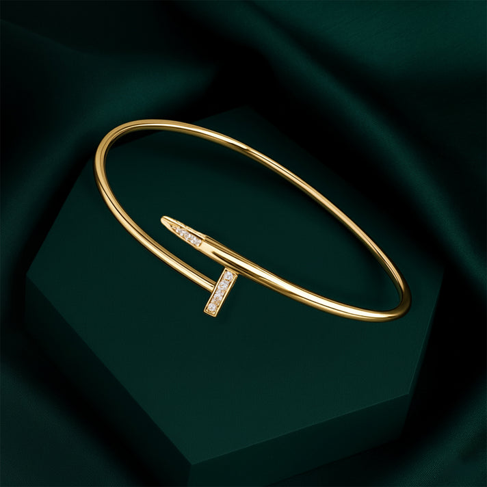 LUXURIANT Nail-Inspired Lab Grown Diamond Openable Bangle in 18K Vermeil Yellow Gold Over Sterling Silver 7 Inch (SI-GH) 8270077 2