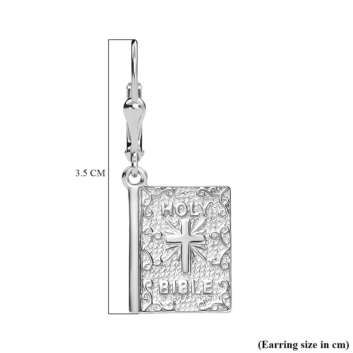 D'Joy Holy Bible Earring with Lever Back in Rhodium Overlay and Gold Plated Sterling Silver 8270122 6