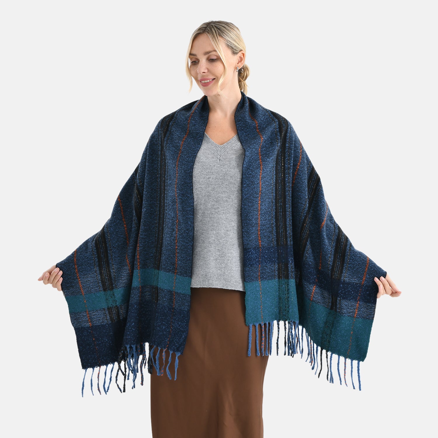 Jacquard Shawl for Women with Tassels V32517583 0