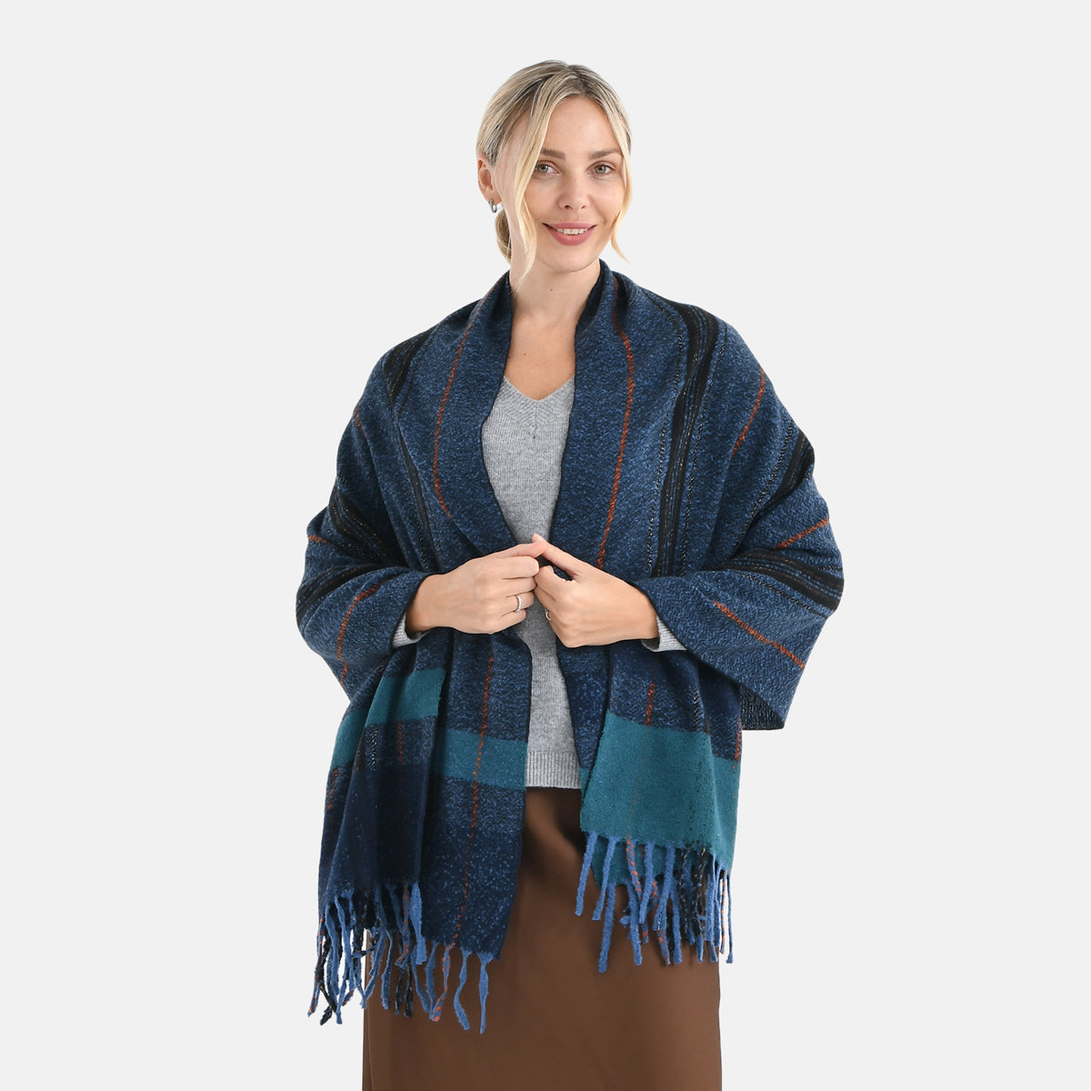 Jacquard Shawl for Women with Tassels V32517583 2