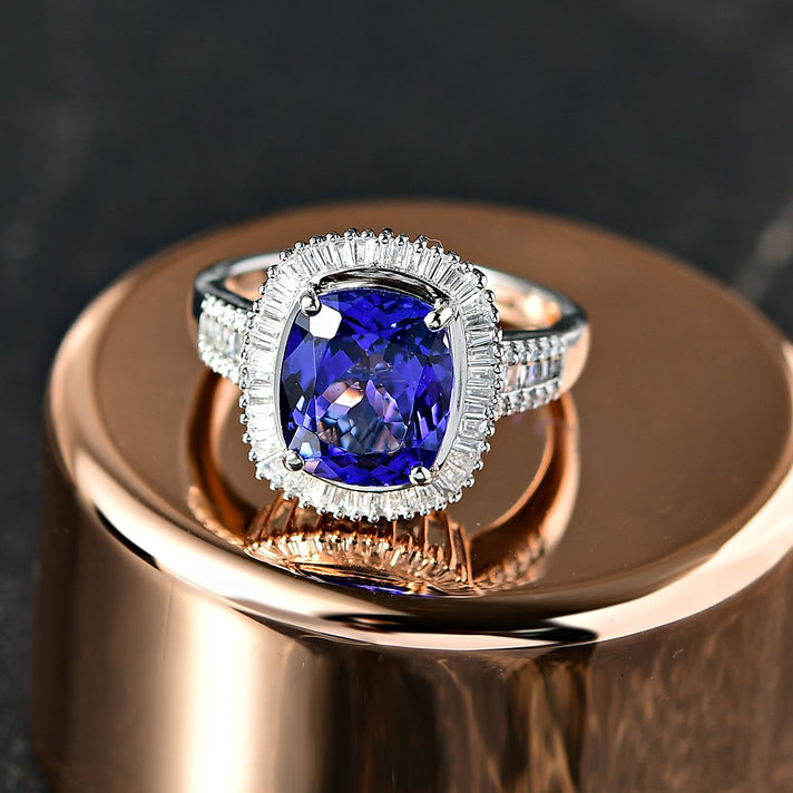 RHAPSODY 950 Platinum Cushion Cut AAAA Tanzanite, Natural Diamond (VS-EF) Ring 4.98 Ct. 8270223 2