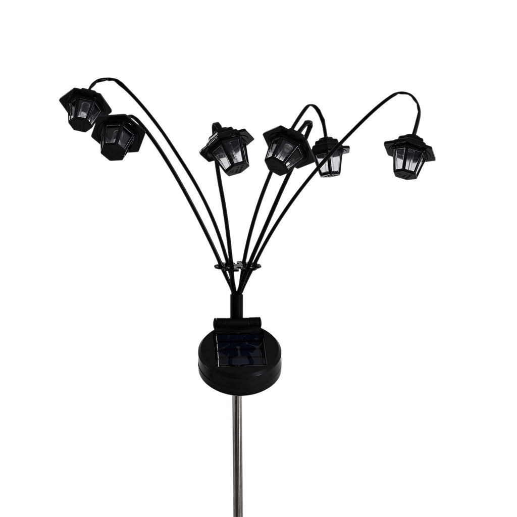 Set of 2 Solar Lantern Garden Lights - Warm White LED Starburst Swaying Lights (64cm), 8 Modes Waterproof Outdoor Path & Patio Decoration - Black_8271129_4