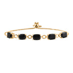 D'Joy Natural Thai Black Spinel Adjustable Bolo Bracelet (Size 6.5 - 9.5) in Yellow Gold Plating Sterling Silver 10.10 Ct._8271327