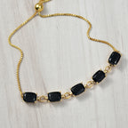 D'Joy Natural Thai Black Spinel Adjustable Bolo Bracelet (Size 6.5 - 9.5) in Yellow Gold Plating Sterling Silver 10.10 Ct._8271327_1