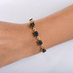 D'Joy Natural Thai Black Spinel Adjustable Bolo Bracelet (Size 6.5 - 9.5) in Yellow Gold Plating Sterling Silver 10.10 Ct._8271327_2