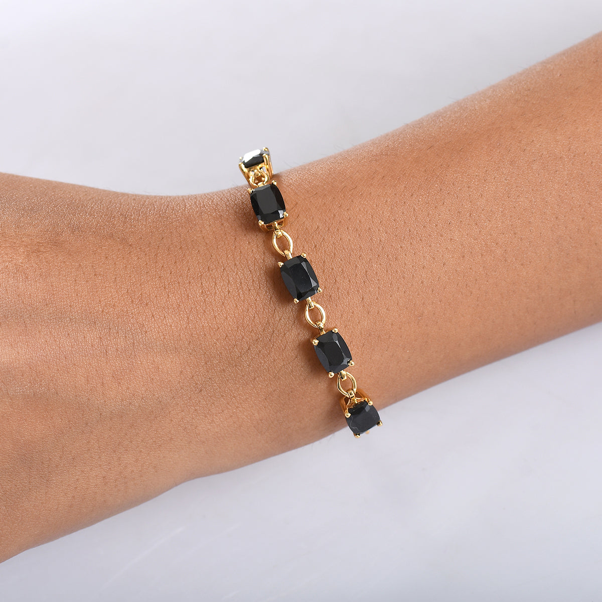 D'Joy Natural Thai Black Spinel Adjustable Bolo Bracelet (Size 6.5 - 9.5) in Yellow Gold Plating Sterling Silver 10.10 Ct. V32537643 3