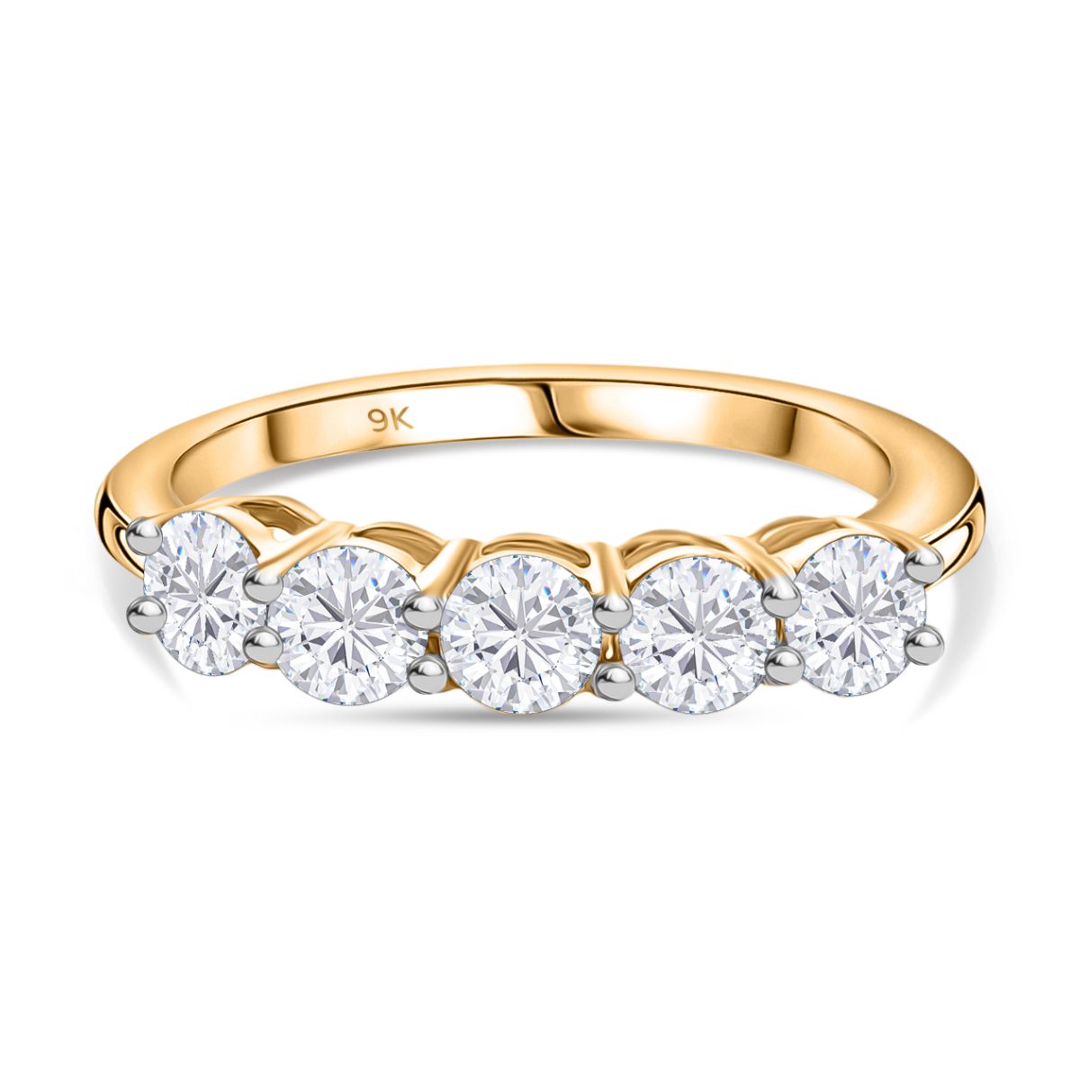 LUXURIANT SGL Certified 1 Ct. Lab Grown Diamond SI G-H 5 Stone Ring in 9K Yellow Gold 8271334 0