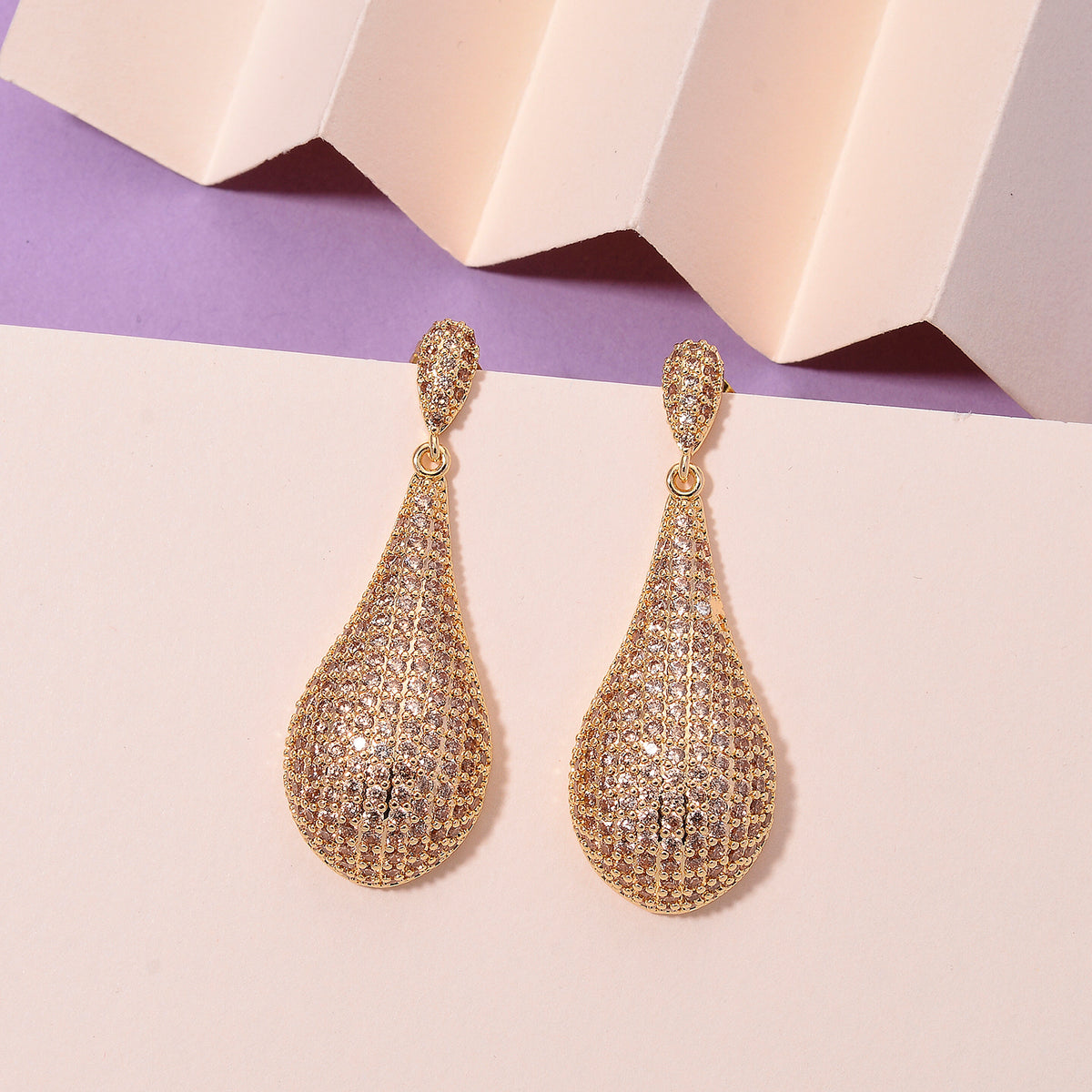 Yellow Cubic Zirconia Teardrop Earring with Push Back V32638642 2