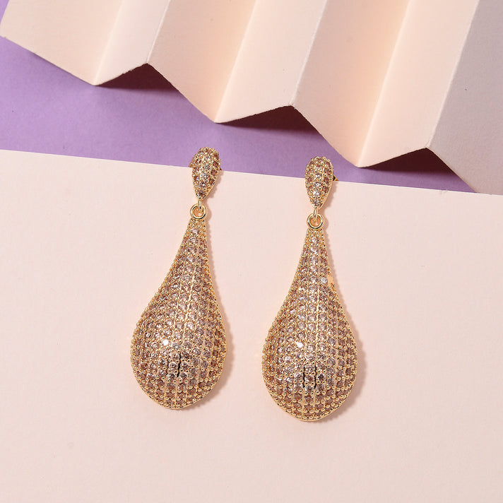 Yellow Cubic Zirconia Teardrop Earring with Push Back 8271421 2