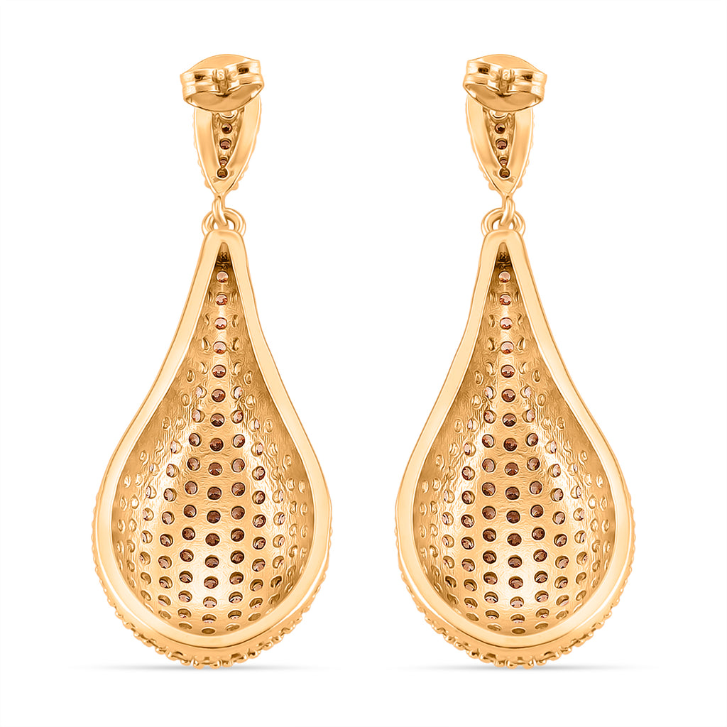 Yellow Cubic Zirconia Teardrop Earring with Push Back_8271421_3