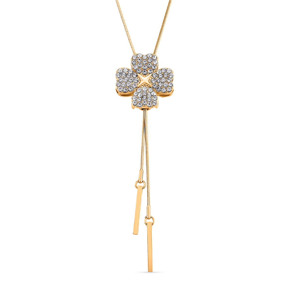 White Crystal Floral Necklace (Size - 32, Adjustable) V32514923 0
