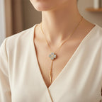 White Crystal Floral Necklace (Size - 32, Adjustable)_8271466_2