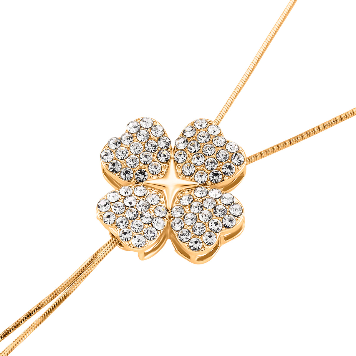 White Crystal Floral Necklace (Size - 32, Adjustable) V32514923 4