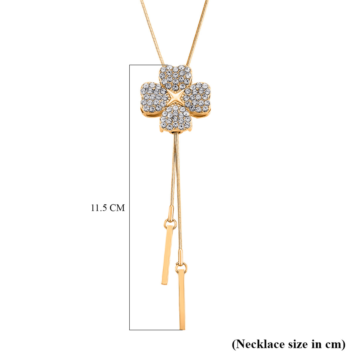 White Crystal Floral Necklace (Size - 32, Adjustable) V32514923 6