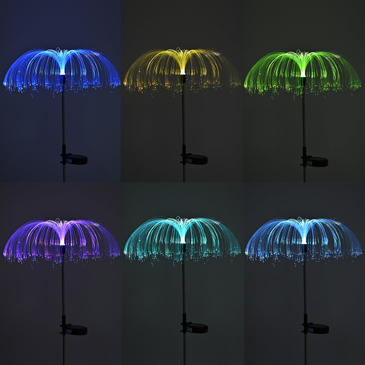 Set of 4 - LIVMORE Outdoor Jellyfish Solar Gradient Fibre Optic Lights 8271593 3