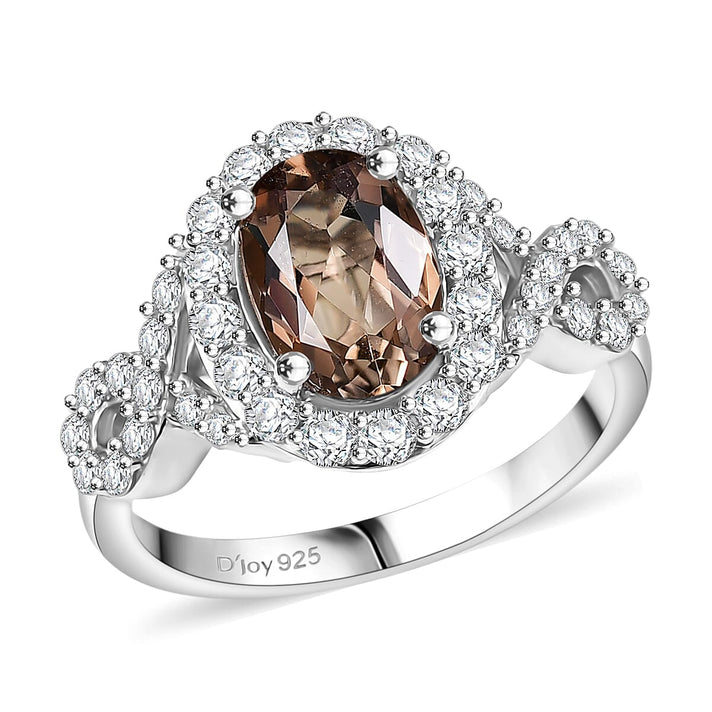 Certified and Appraised D'Joy Andalusite, Moissanite Main Stone With Side Stone Ring in Rhodium Overlay Sterling Silver 2.630 Ct. 8271749 1