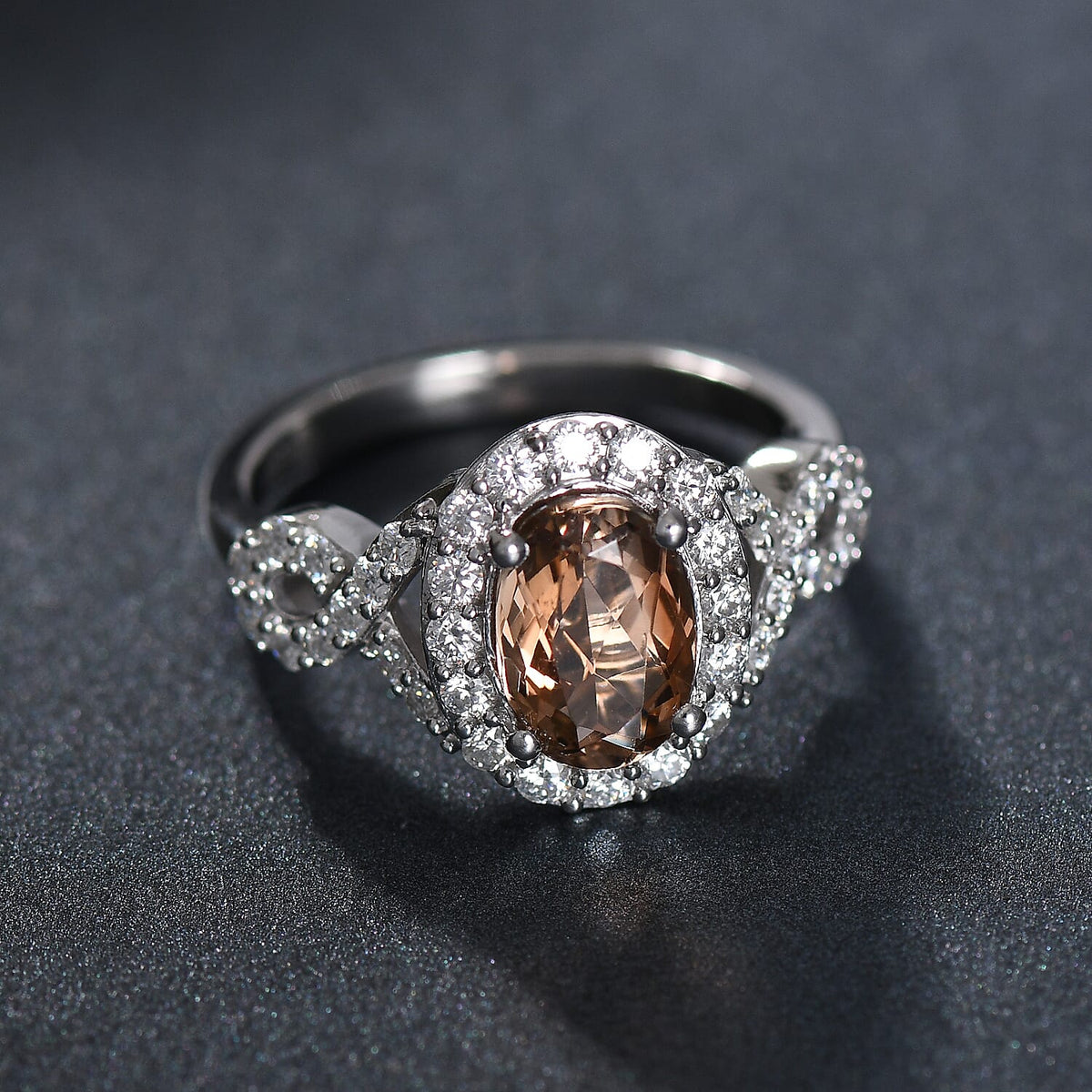 Certified and Appraised D'Joy Andalusite, Moissanite Main Stone With Side Stone Ring in Rhodium Overlay Sterling Silver  2.630  Ct. 8271749 1