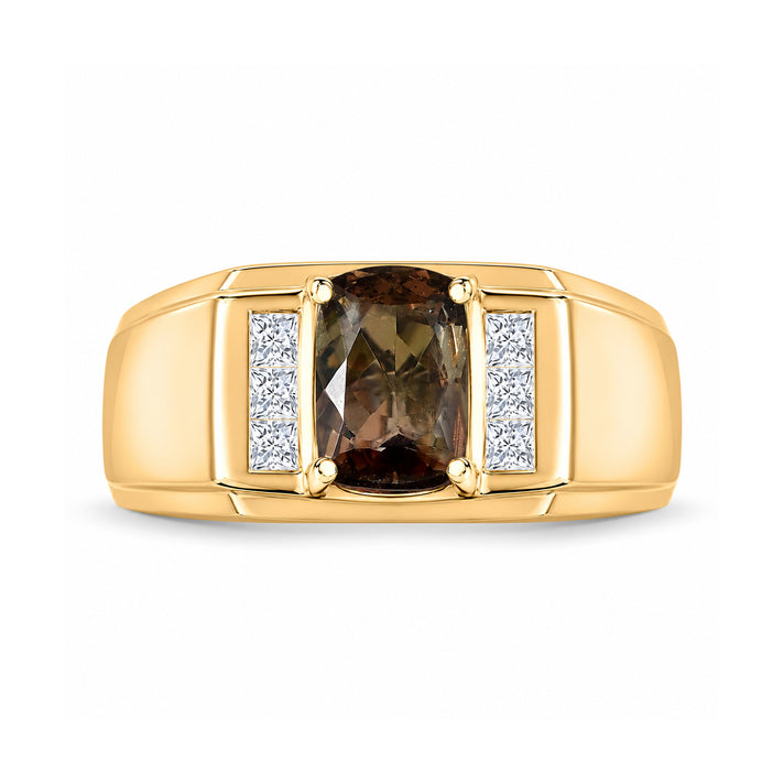Certified and Appraised D'Joy Andalusite, Moissanite Mens Ring in 18K YG Vermeil Sterling Silver, Silver Wt.7.09 Gms 1.570 Ct. 8271932 1