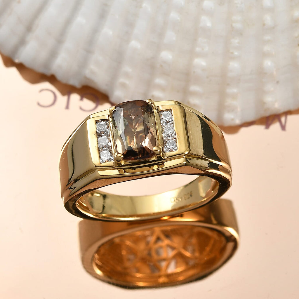 D'Joy Andalusite, Moissanite Mens Ring in 18K YG VermeilSterling Silver, Silver Wt.7.09 Gms  1.570  Ct._8271932_1