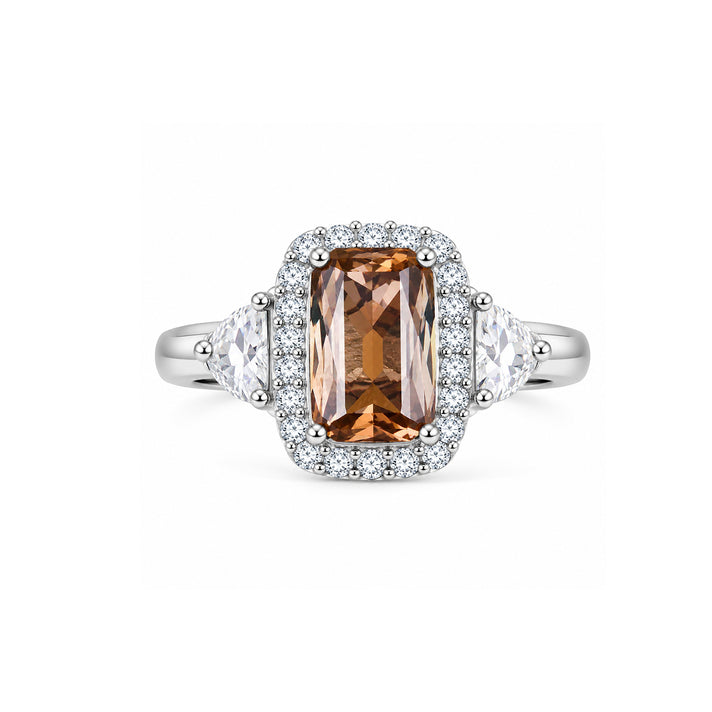 Certified and Appraised D'Joy Andalusite, Moissanite Main Stone With Side Stone Ring in Rhodium Overlay Sterling Silver 2.890 Ct. 8271951 1