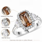 D'Joy - AGI Certified Andalusite & Moissanite Halo Ring in Rhodium Overlay Sterling Silver 2.90 Ct._8271951_3