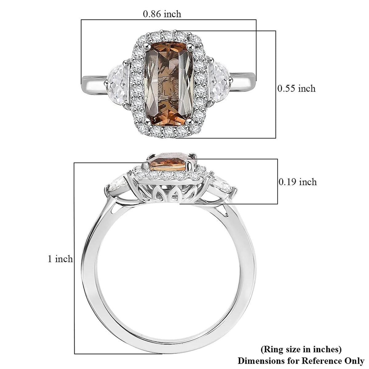 Certified and Appraised D'Joy Andalusite, Moissanite Main Stone With Side Stone Ring in Rhodium Overlay Sterling Silver 2.890 Ct. 8271951 5