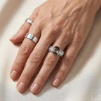 D'Joy Andalusite, Moissanite Main Stone With Side Stone Ring in Rhodium OverlaySterling Silver, Silver Wt.5.1 Gms  3.190  Ct._8272008_2