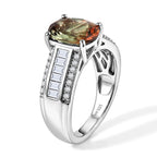 D'Joy Andalusite, Moissanite Main Stone With Side Stone Ring in Rhodium OverlaySterling Silver, Silver Wt.5.1 Gms  3.190  Ct._8272008_3