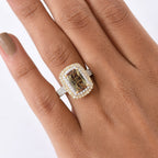 D'Joy Andalusite, Moissanite, Champagne Moissanite Main Stone With Side Stone Ring in 18K YG VermeilSterling Silver  4.220  Ct._8272110_2