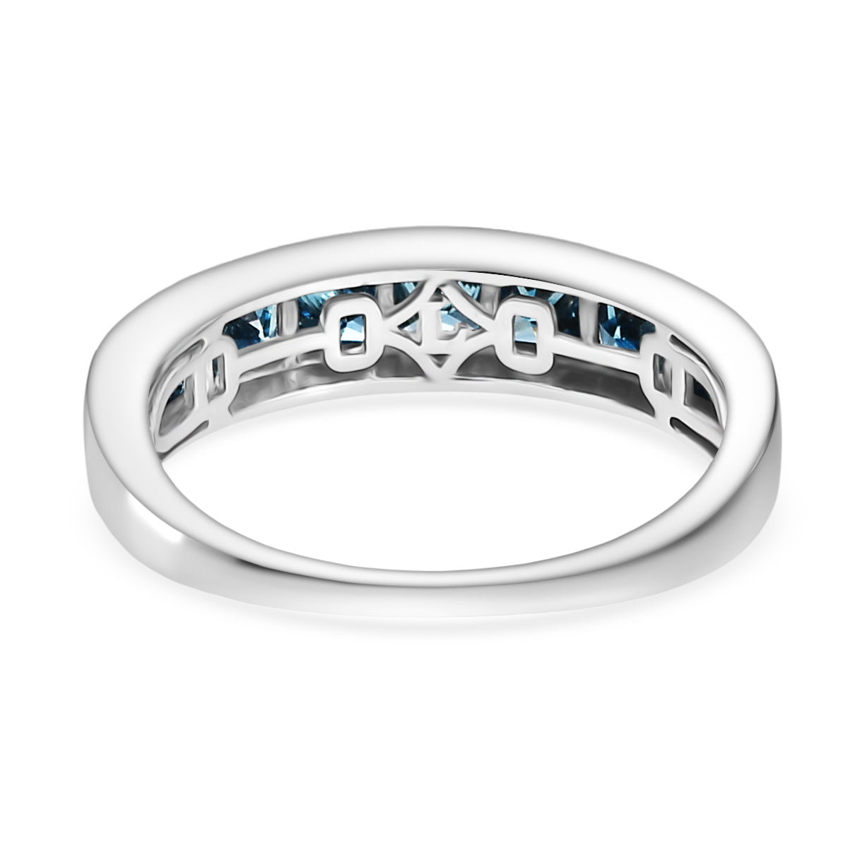 LUXURIANT 1.50 Ct. Lab Grown Blue Diamond Half Eternity Ring in Rhodium Overlay Sterling Silver 8272149 5