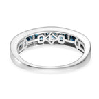 Luxuriant - Lab Grown VS Blue Diamond 7 Stone Band Ring in Rhodium Overlay Sterling Silver 1.50 Ct._8272155_4
