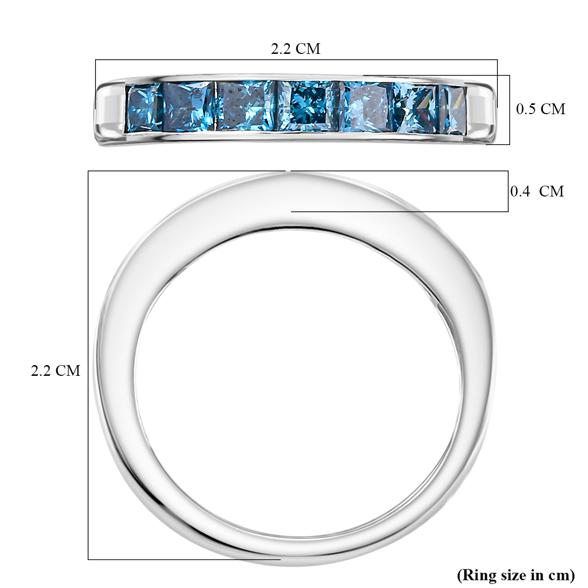 LUXURIANT 1.5 Ct. Lab Grown Blue Diamond Band Ring in Rhodium Overlay Sterling Silver V32535541 6