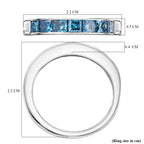 Luxuriant - Lab Grown VS Blue Diamond 7 Stone Band Ring in Rhodium Overlay Sterling Silver 1.50 Ct._8272155_5