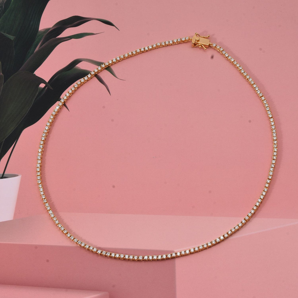 LUXURIANT 7.51 Ct. Lab Grown Diamond Tennis Necklace in 18K Vermeil Yellow Gold Sterling Silver 8272519 2