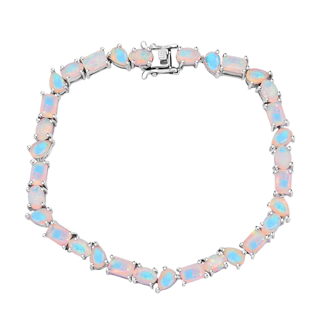 D'Joy Ethiopian Opal Bracelet (Size 7) in Rhodium Overlay Sterling Silver 9.90 Ct._8272553