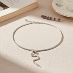 Designer inspired - Serpent Necklace (Size - 24.50) in Silver Tone_8272567_1